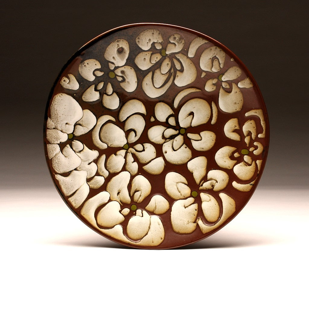 DH003 Large 15" White Flower Platter