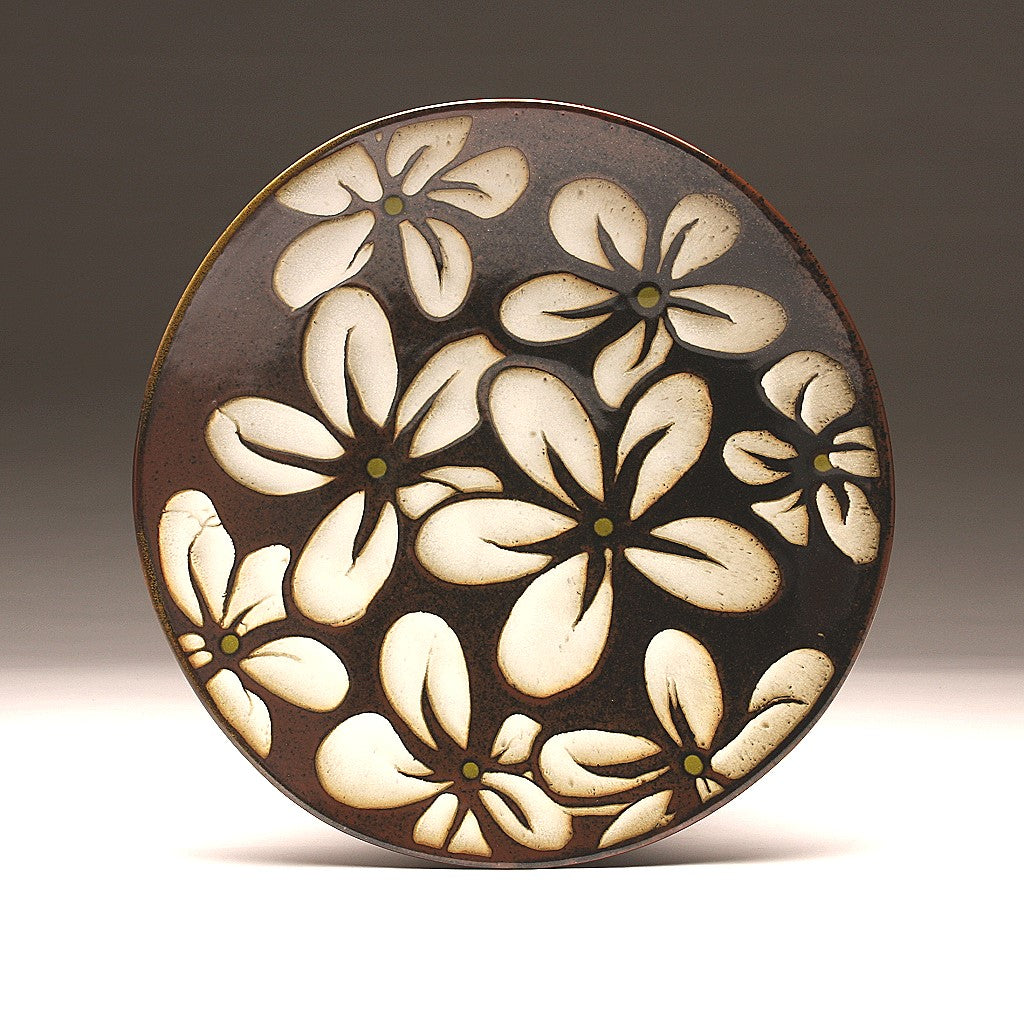 DH004 Large 15" White Flower Platter
