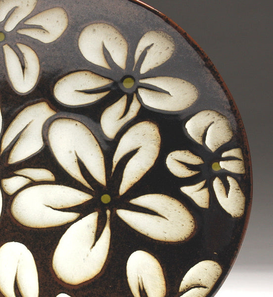 DH004 Large 15" White Flower Platter