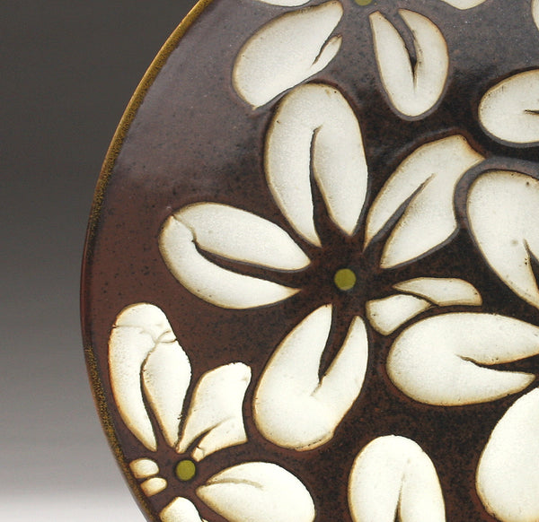 DH004 Large 15" White Flower Platter