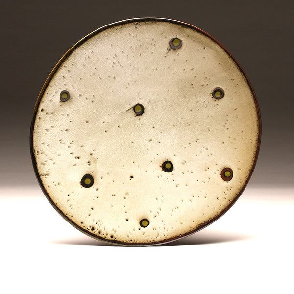 DH006 Large 15" White and Tenmoku Spotted Platter