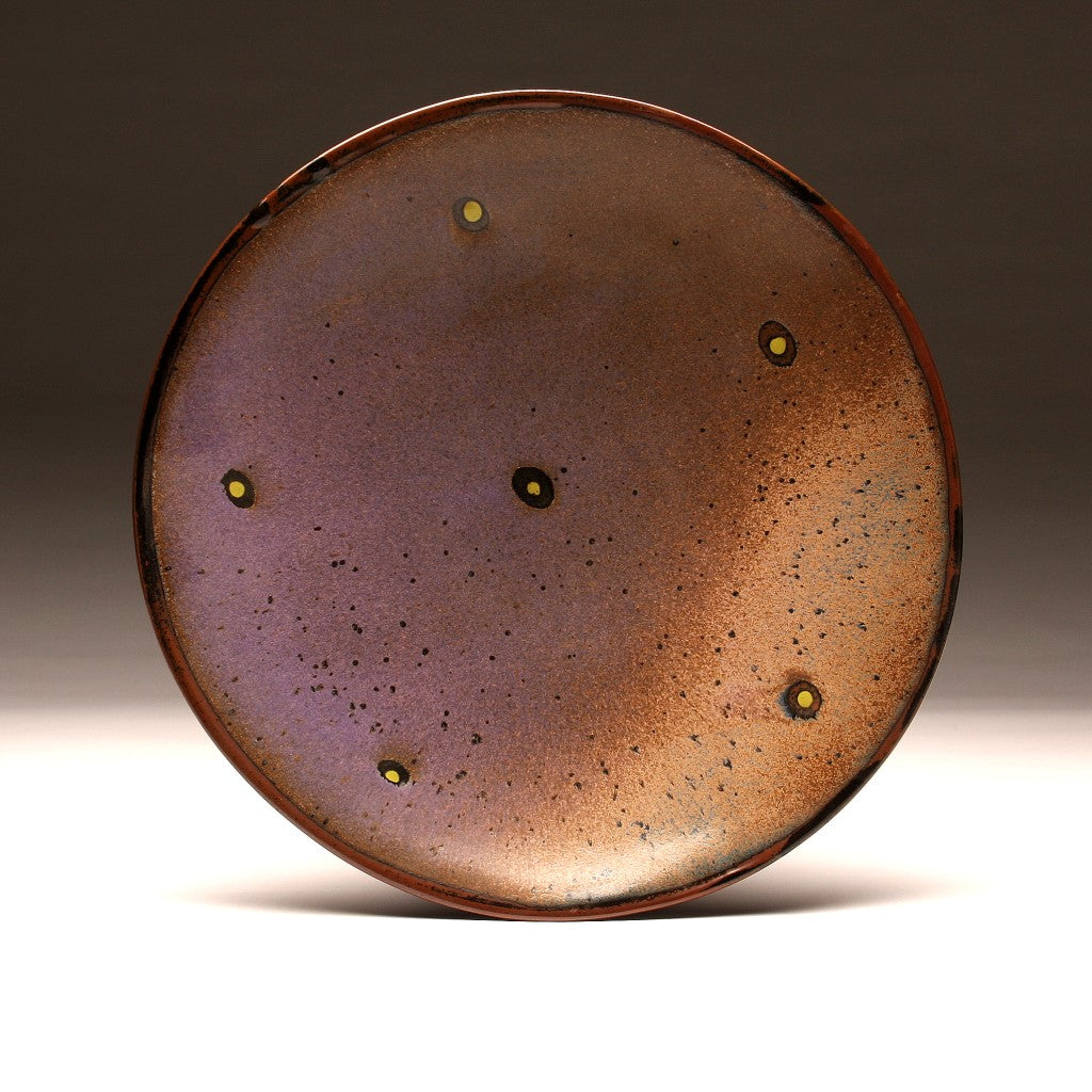 DH008 Large 15" Purple and Tenmoku Spotted Platter
