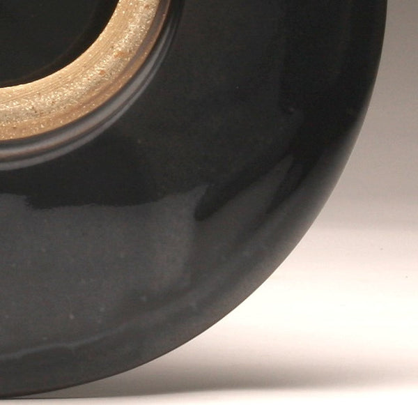 DH014 11" Platter, Teal over Black with Red and Chartreuse Spots