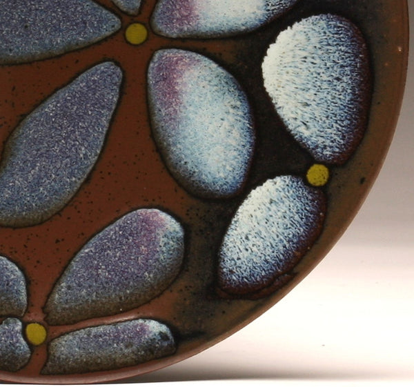DH015 11" Tenmoku and Copper Red Flower Platter
