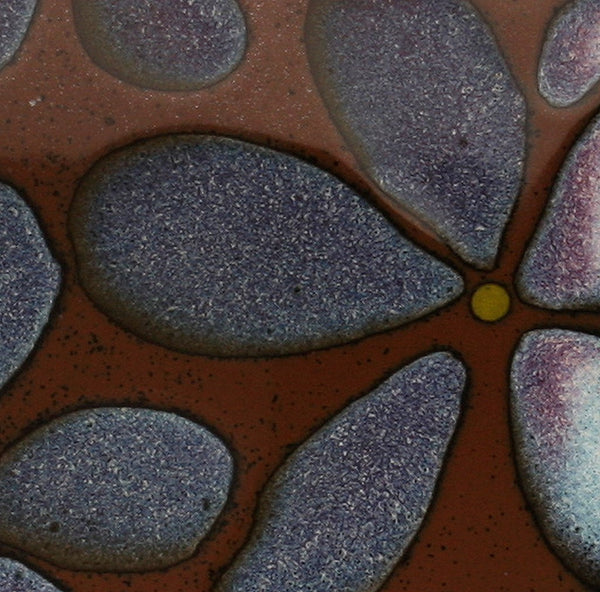 DH015 11" Tenmoku and Copper Red Flower Platter