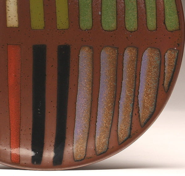 DH017 11" Platter, Striped With Seven Glazes