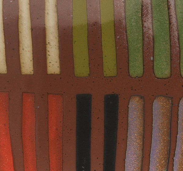 DH017 11" Platter, Striped With Seven Glazes