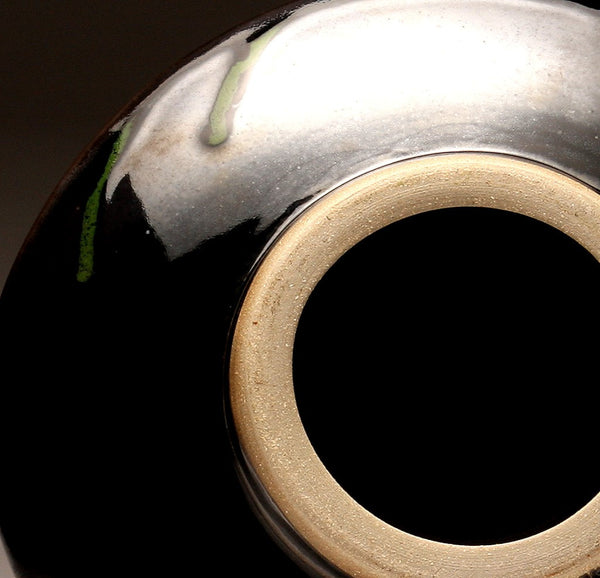 DH018 11" Green Platter with Black and Chartreuse Spots
