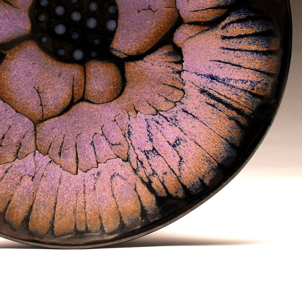 DH019 15" Purple and Black Flower Platter