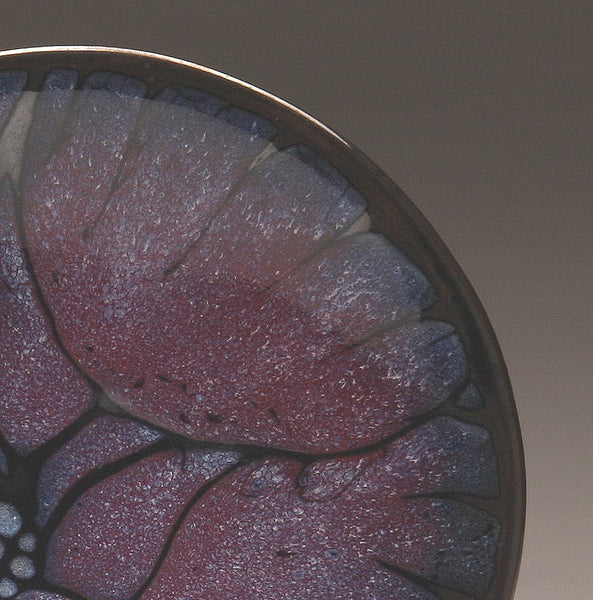 DH041 8" Red/Purple Black Flower Platter