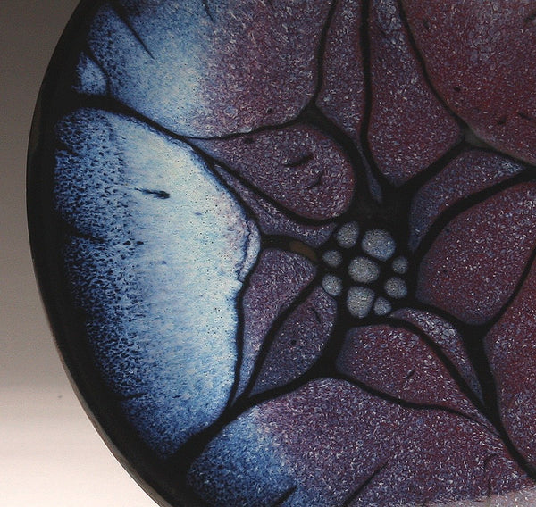 DH041 8" Red/Purple Black Flower Platter
