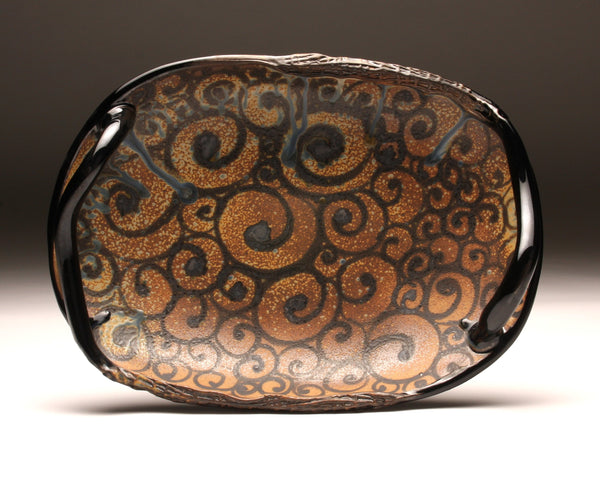 DH056 Spiral Tattoo Extra Large Handled Oval Platter