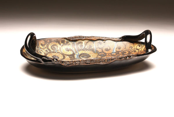 DH056 Spiral Tattoo Extra Large Handled Oval Platter