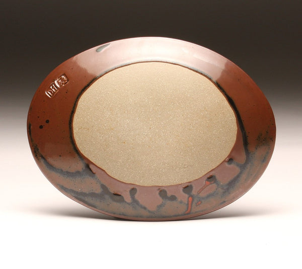 DH059 Small Oval Platter with Multi Colored Glazes
