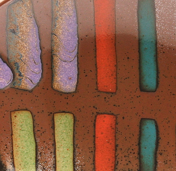 DH059 Small Oval Platter with Multi Colored Glazes