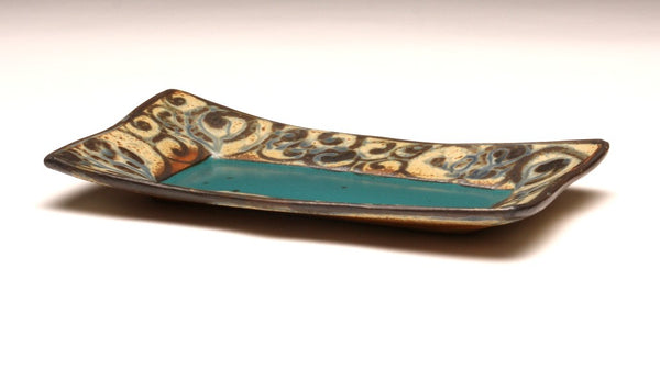 DH061 Rectangular Plate in Teal and Spiral Tattoo