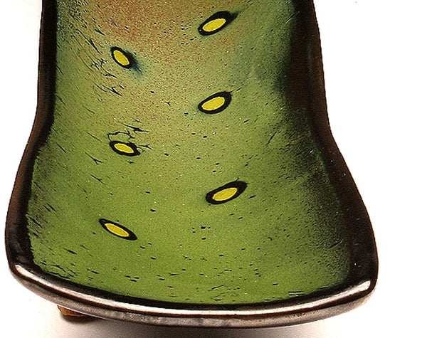 DH068 Relish Tray Green and Black with Chartreuse Spots