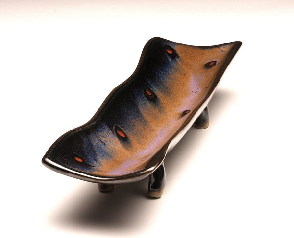 DH069 Relish Tray Purple over Black with Red Spots