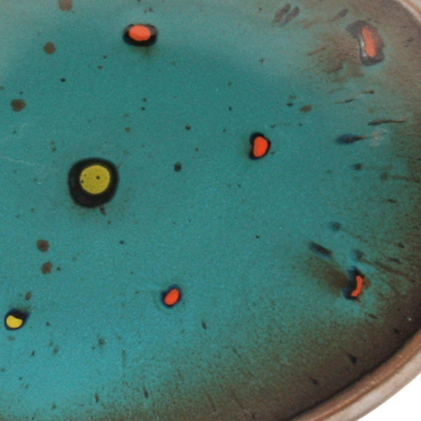 DH071 Oval Platter in Deep Teal With Spots