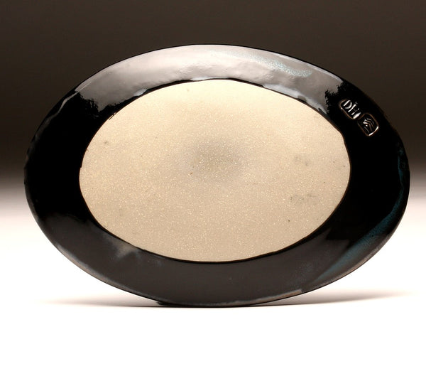 DH072 Oval Platter in Deep Teal With Spots