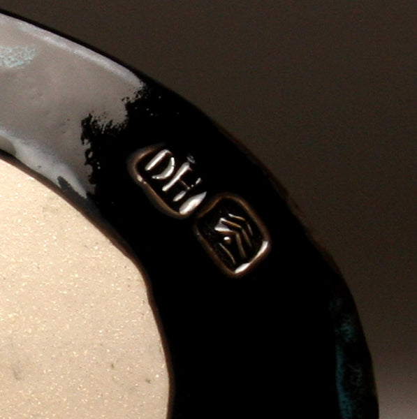 DH072 Oval Platter in Deep Teal With Spots