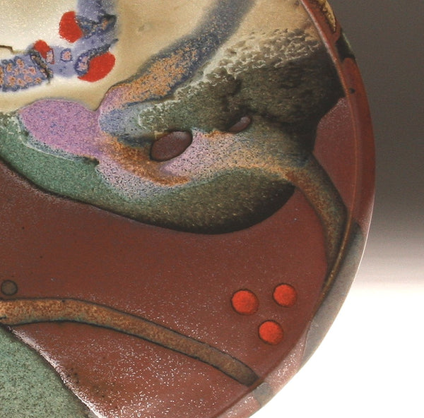 DH074 Medium Trailed Oval Platter with White, Red, Purple Trailing