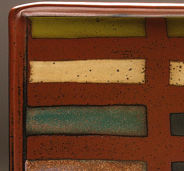 DH078 Large Square Plate with Stripes and 8 glazes!