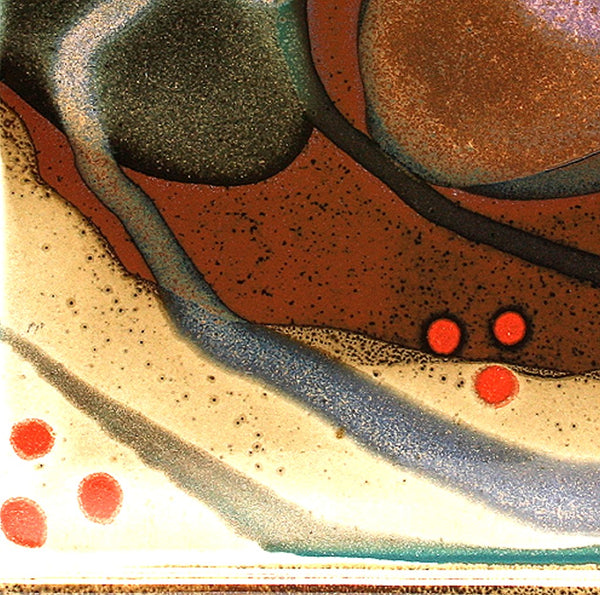 DH079 Large Square Plate with Trailed Glazes