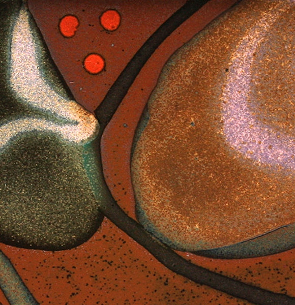 DH079 Large Square Plate with Trailed Glazes