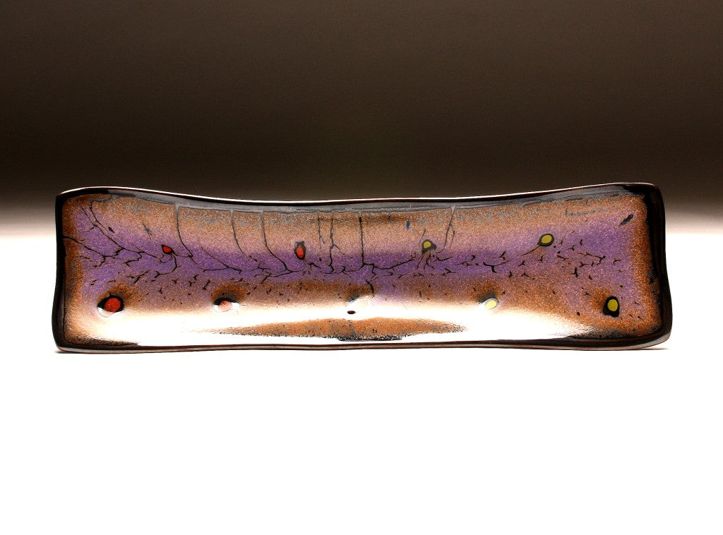 DH080 Relish Tray in Black, Purple, Chartreuse and Red Spots