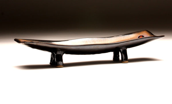 DH080 Relish Tray in Black, Purple, Chartreuse and Red Spots