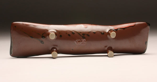 DH081 Relish Tray with Green and Deep Red Glazed Pattern