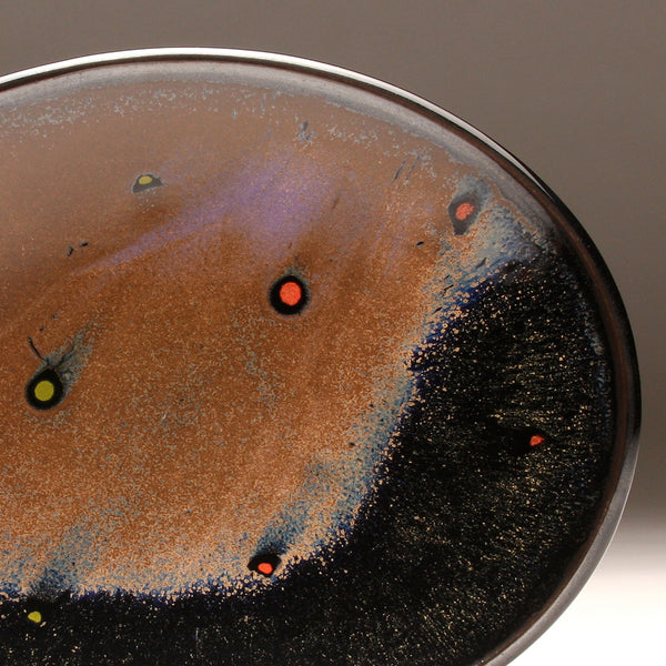 DH084 Large Oval Platter Cosmic Glaze and Decoration