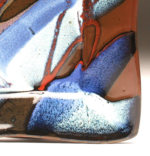 DH085 Square Plate in Blue, White, Purple, and Tenmoku 9"x9"