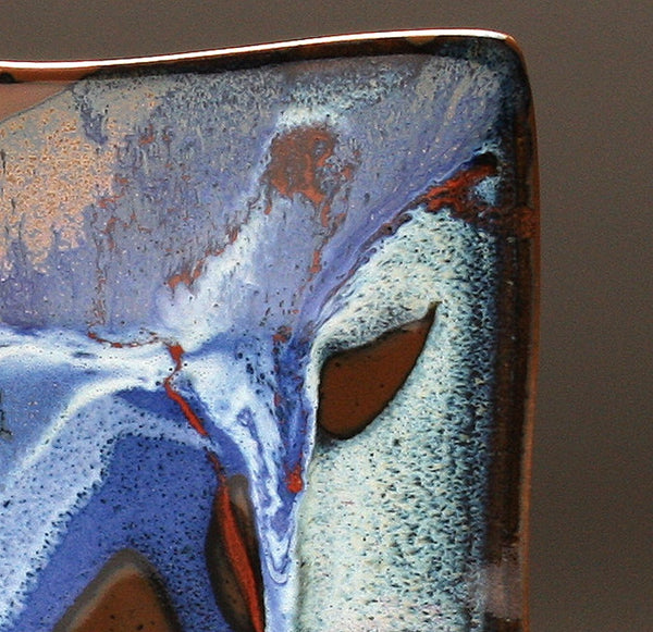 DH086 Square Plate in Blue, White, Purple, and Tenmoku 9"x9"