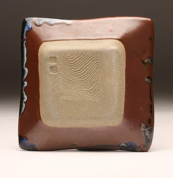 DH086 Square Plate in Blue, White, Purple, and Tenmoku 9"x9"