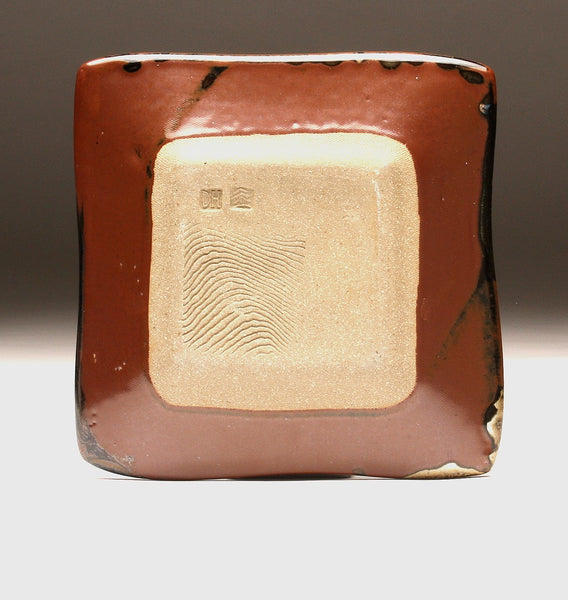 DH087 Square Plate in Green, White, Purple, and Tenmoku 9"x9"