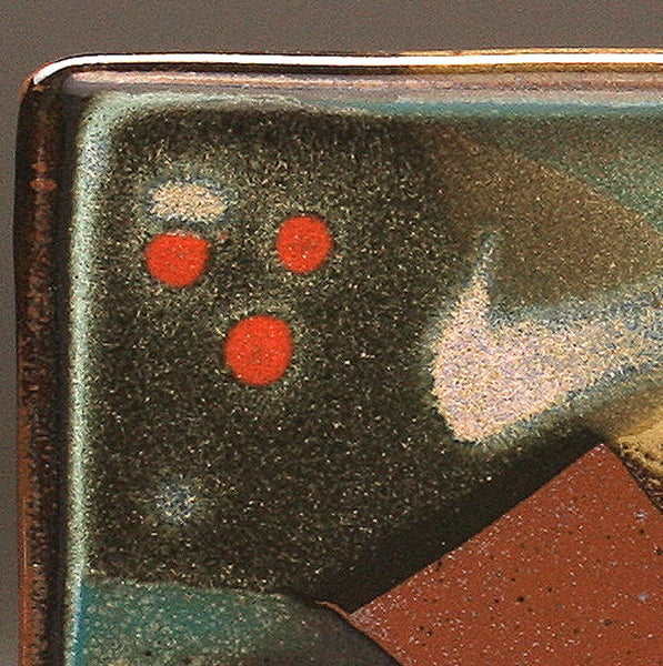 DH091 Square Plate with Trailed Glazes