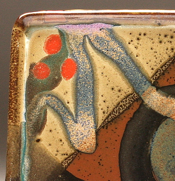 DH092 Square Plate with Trailed Glazes