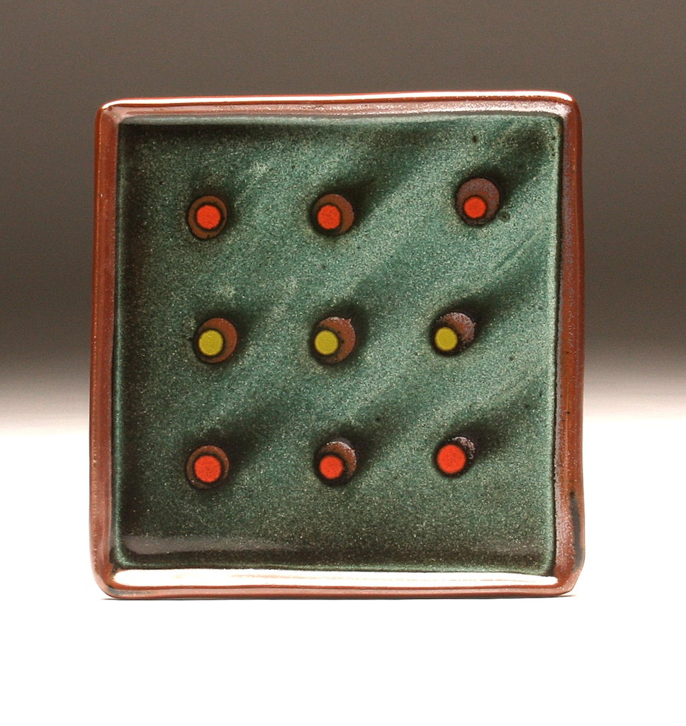 DH094 Square Plate Teal with Spots