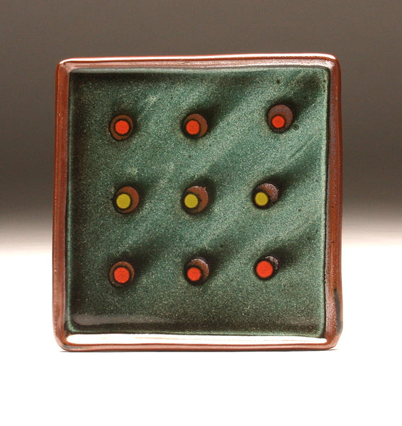 DH094 Square Plate Teal with Spots