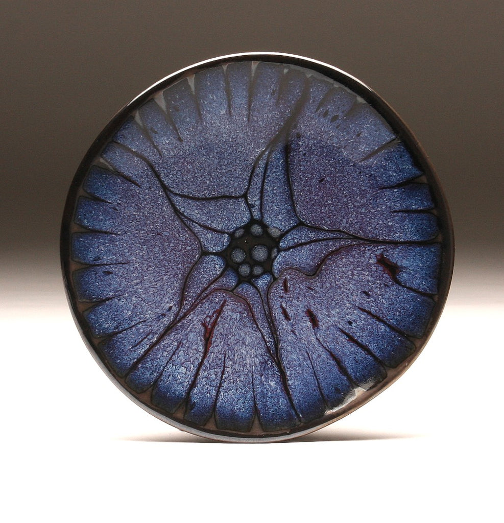 DH098 8" Red, Black Flower Platter