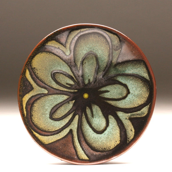 DH100 8" Teal and Tenmoku Flower