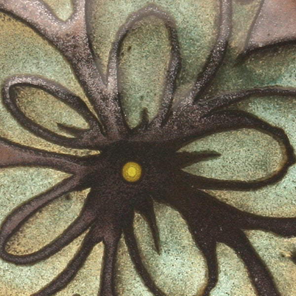 DH100 8" Teal and Tenmoku Flower