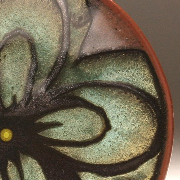 DH100 8" Teal and Tenmoku Flower