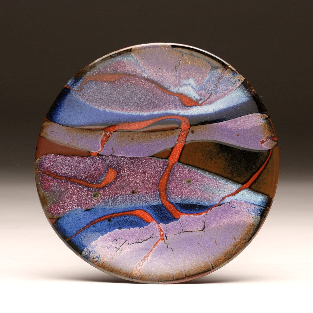 DH200 8" Landscape Platter in Blue, Red, Purple, and Tenmoku