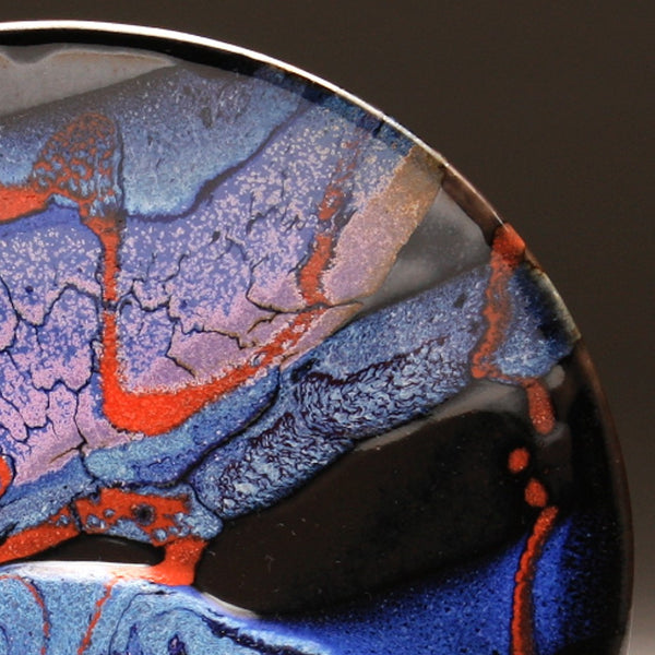 DH203 8" Landscape Platter in Blue, Red, Purple, and Black