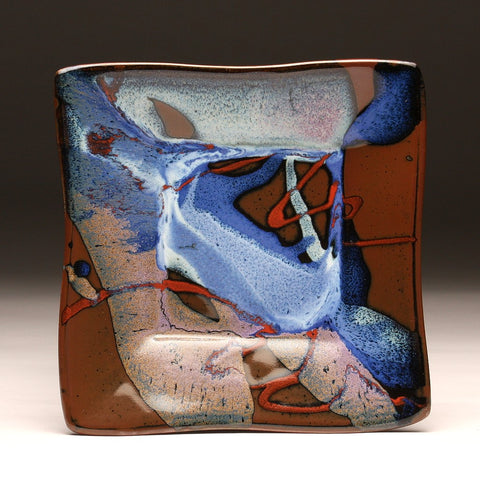 DH210 Square Plate in Purple, Blue, Red, over Black 9"x9"
