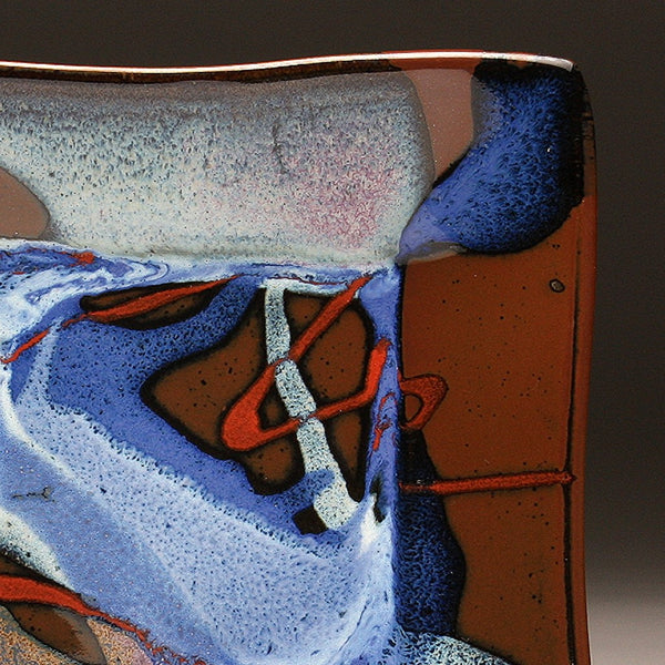 DH210 Square Plate in Purple, Blue, Red, over Black 9"x9"