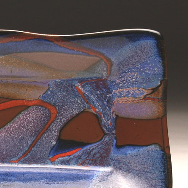 DH217 Rectangular Plate in Red, Blue, Purple and Tenmoku